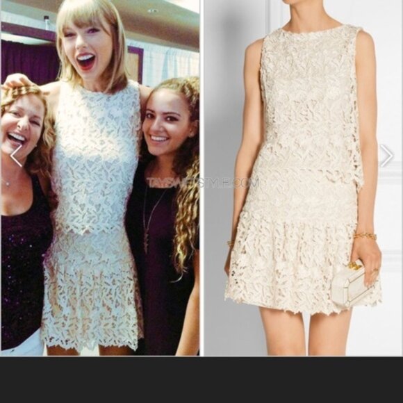 Alice + Olivia SET Mini Skirt SZ: 2 & Top SZ XS Ivory Cream Guipure Lace - Picture 3 of 14